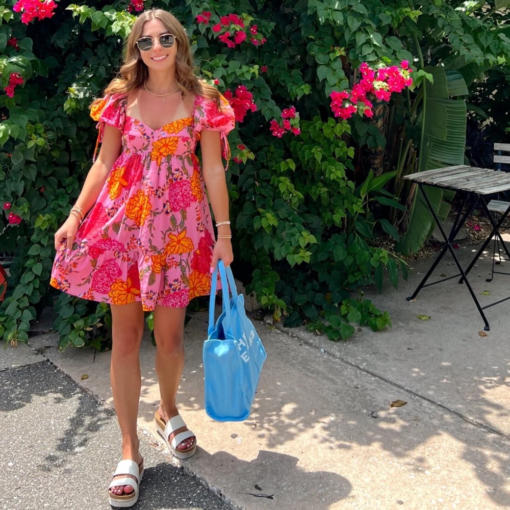 Floral babydoll mini dress